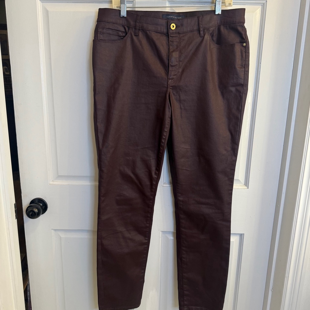 Women's Tommy Hilfiger waxed Pants Size 14 Brown